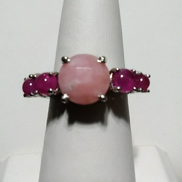 Pink Opal and Ruby Ring - Picture 1 of 5